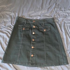 Green denim skirt